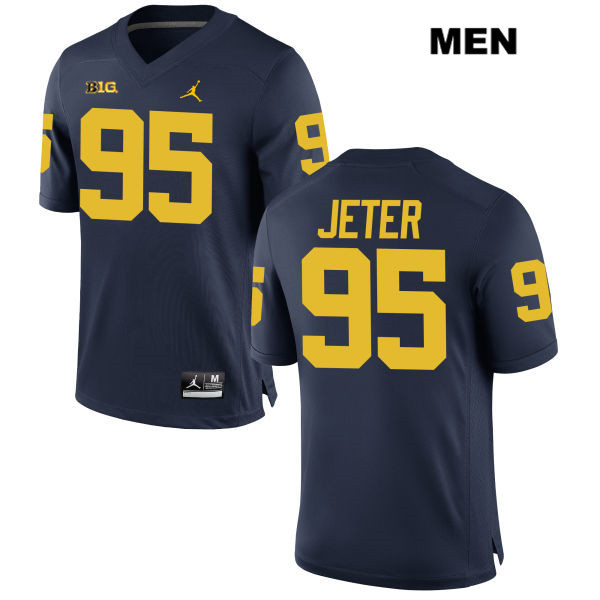 Men's NCAA Michigan Wolverines Donovan Jeter #95 Navy Jordan Brand Authentic Stitched Football College Jersey TV25H14VS